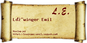 Lőwinger Emil névjegykártya